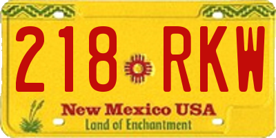 NM license plate 218RKW