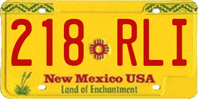 NM license plate 218RLI