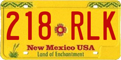 NM license plate 218RLK