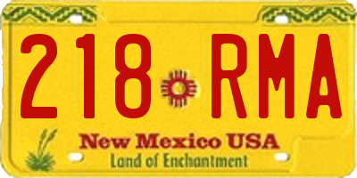 NM license plate 218RMA