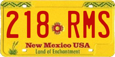 NM license plate 218RMS