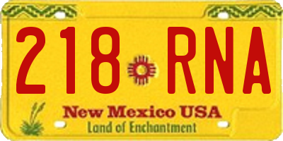 NM license plate 218RNA