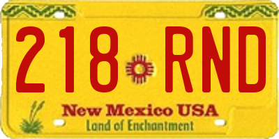NM license plate 218RND