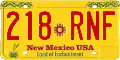 NM license plate 218RNF