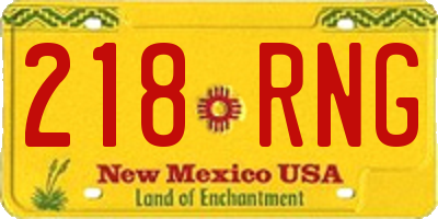NM license plate 218RNG