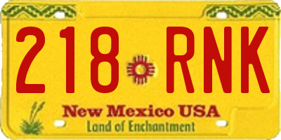 NM license plate 218RNK