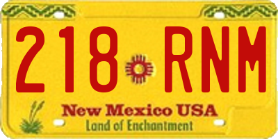 NM license plate 218RNM