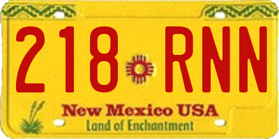 NM license plate 218RNN