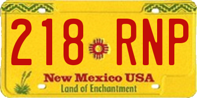 NM license plate 218RNP