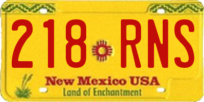 NM license plate 218RNS