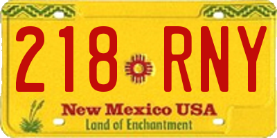 NM license plate 218RNY