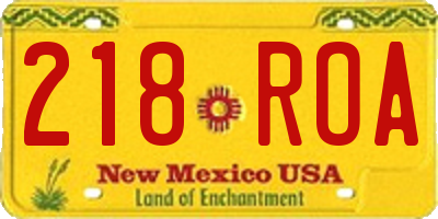 NM license plate 218ROA