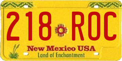 NM license plate 218ROC