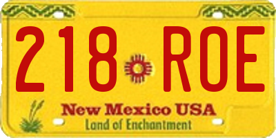 NM license plate 218ROE