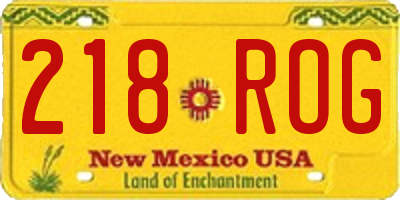 NM license plate 218ROG