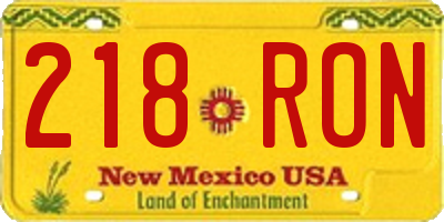 NM license plate 218RON
