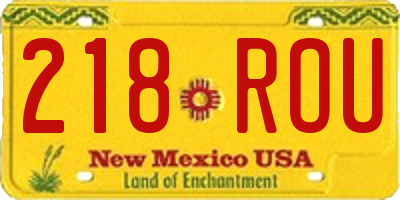 NM license plate 218ROU