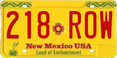 NM license plate 218ROW