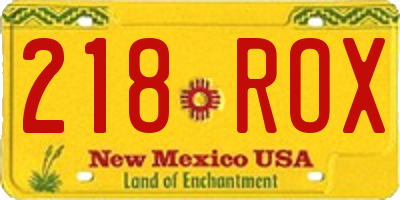 NM license plate 218ROX