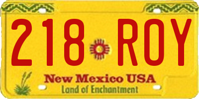 NM license plate 218ROY