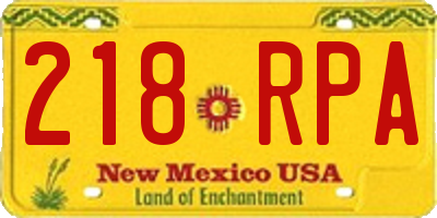 NM license plate 218RPA