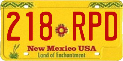 NM license plate 218RPD