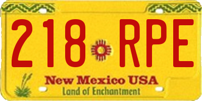 NM license plate 218RPE
