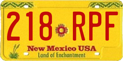 NM license plate 218RPF