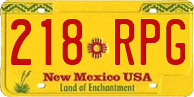 NM license plate 218RPG