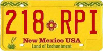 NM license plate 218RPI
