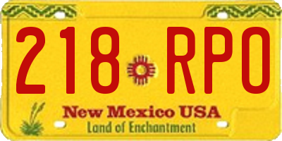 NM license plate 218RPO