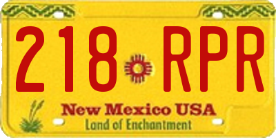 NM license plate 218RPR