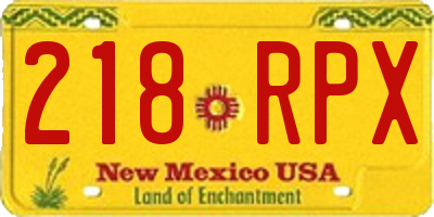 NM license plate 218RPX
