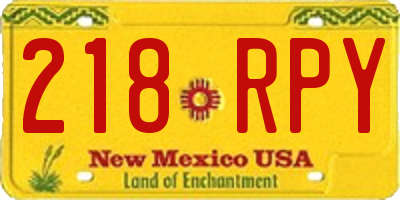 NM license plate 218RPY