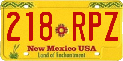 NM license plate 218RPZ