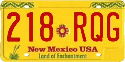 NM license plate 218RQG