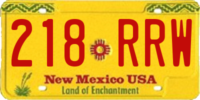 NM license plate 218RRW