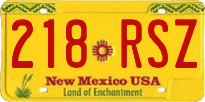 NM license plate 218RSZ