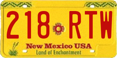 NM license plate 218RTW