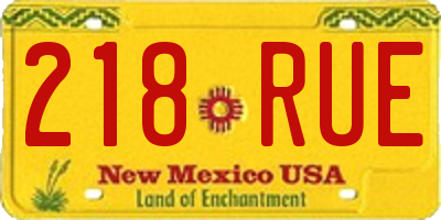 NM license plate 218RUE