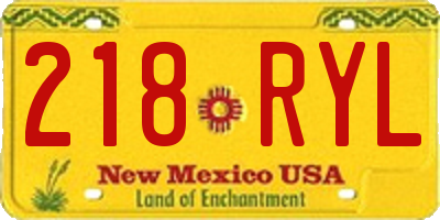 NM license plate 218RYL