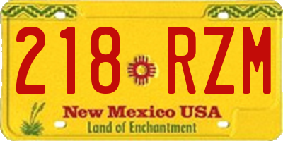 NM license plate 218RZM