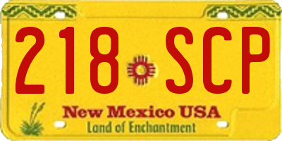 NM license plate 218SCP