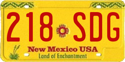 NM license plate 218SDG