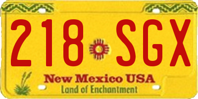 NM license plate 218SGX