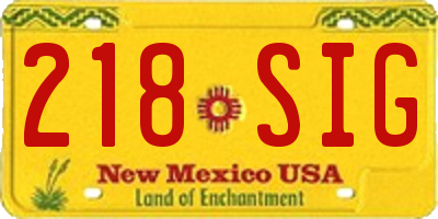 NM license plate 218SIG