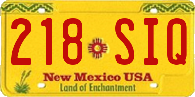 NM license plate 218SIQ