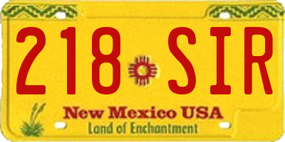 NM license plate 218SIR
