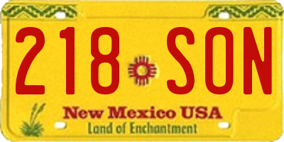 NM license plate 218SON