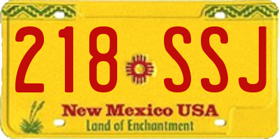 NM license plate 218SSJ